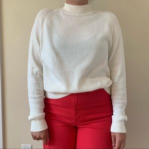Everlane White Cotton Mockneck Crop Sweater